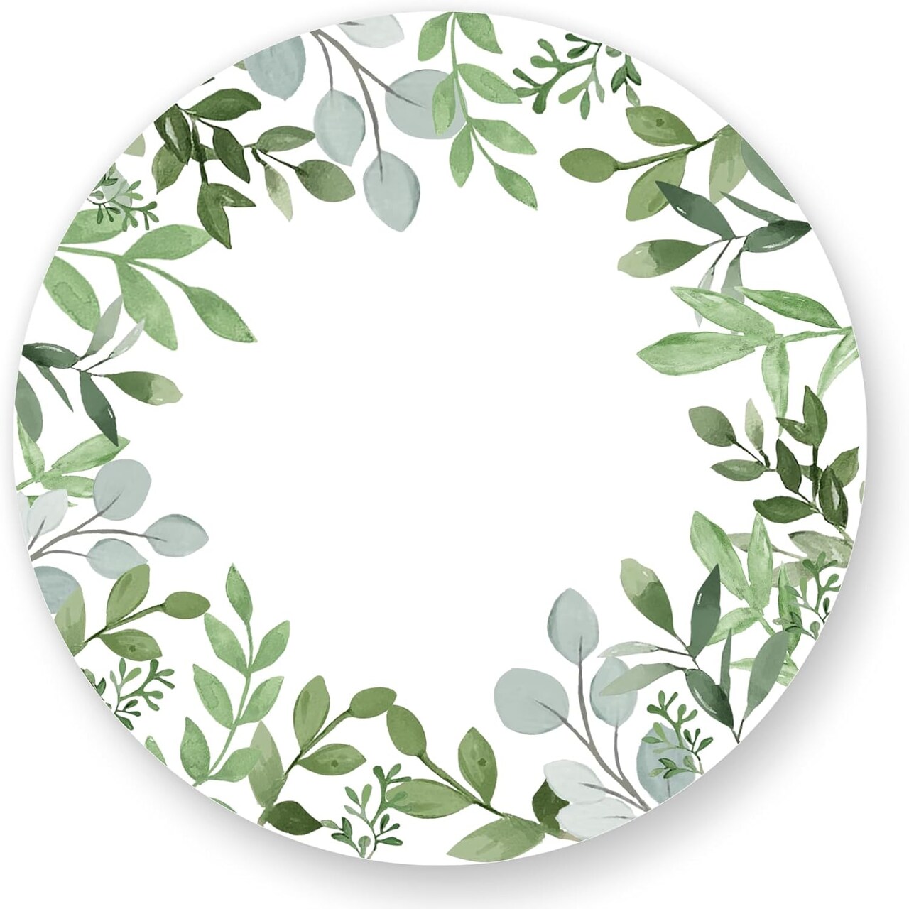 50Pcs Greenery Paper Place Mats Watercolor Eucalyptus Leaves Disposable Placemat 13 Inch Round Spring Decorative Paper Table Mats for Dinner Table Setting
